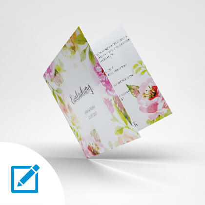 Hochzeitseinladung quadratisch im Flower-Design